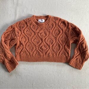 Zara Kids Brown Crop Cable Knit Sweater